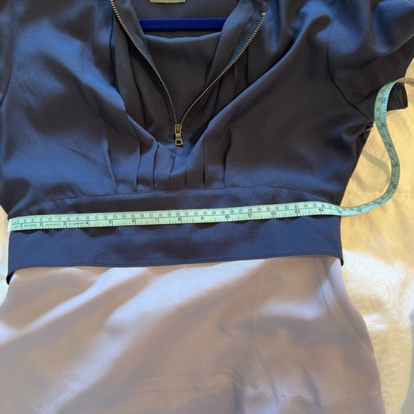 Girl from Savoy navy/lavender tieback blouse with front zip sz 8. Anthropologie - Picture 6 of 7